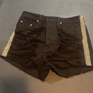 CARMAR Rhinestone Distressed Jean Shorts Size 27 NWOT